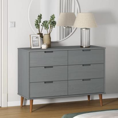 Dulap cu sertare „MOLDE”, gri, 113x40x80 cm, lemn masiv de pin GartenMobel Dekor