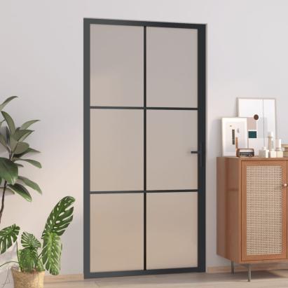 Ușă de interior, 102,5x201,5 cm, Negru, sticlă mată și aluminiu GartenMobel Dekor