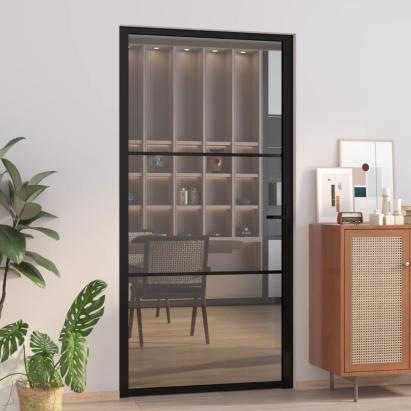 Ușă de interior, 102,5x201,5 cm, Negru, sticlă ESG și aluminiu GartenMobel Dekor