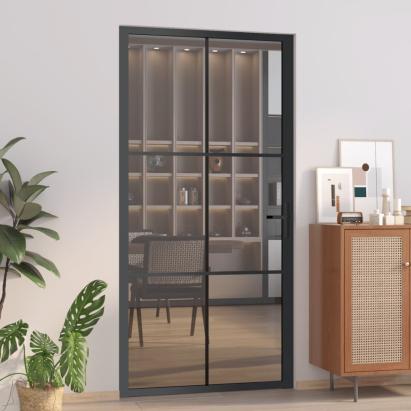 Ușă de interior, 102,5x201,5 cm, Negru, sticlă ESG și aluminiu GartenMobel Dekor