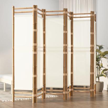 Separator de cameră pliabil cu 6 panouri 240 cm bambus și pânză GartenMobel Dekor
