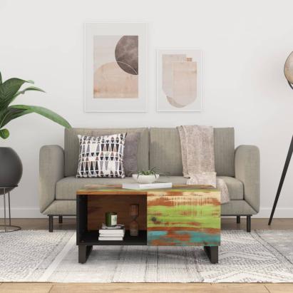 Măsuță de cafea, 80x50x40 cm lemn masiv reciclat/lemn prelucrat GartenMobel Dekor