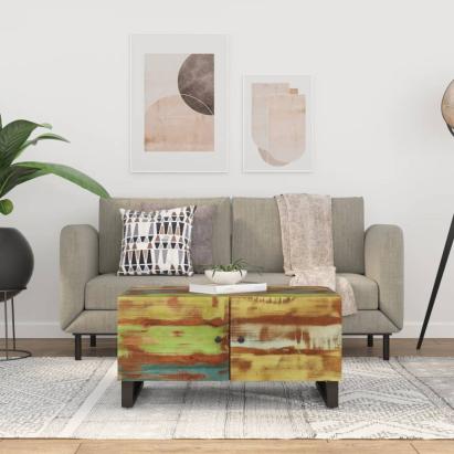 Măsuță de cafea, 80x50x40 cm lemn masiv reciclat/lemn prelucrat GartenMobel Dekor