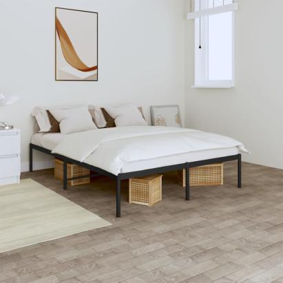 Cadru pat metalic, negru, 150x200 cm GartenMobel Dekor