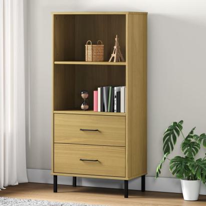 Bibliotecă cu 2 sertare OSLO, maro, 60x35x128,5 cm, lemn masiv GartenMobel Dekor