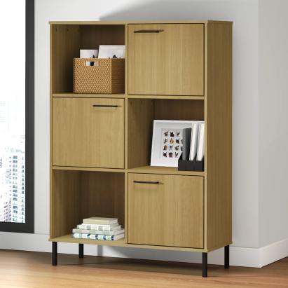 Bibliotecă cu picioare metalice OSLO, maro, 90x35x128,5 cm lemn GartenMobel Dekor