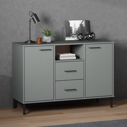 Servantă cu picioare metalice „OSLO” gri 113x40x77 cm lemn GartenMobel Dekor