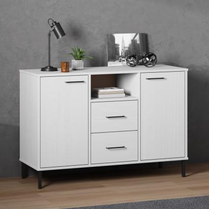 Servantă cu picioare metalice „OSLO” alb 113x40x77 cm lemn GartenMobel Dekor