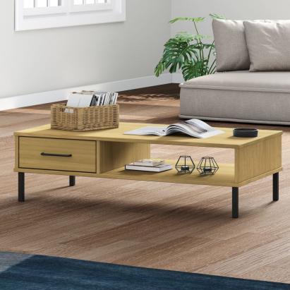 Dulap consolă cu picioare metalice „OSLO”, maro, lemn masiv pin GartenMobel Dekor