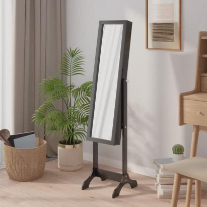 Oglindă de sine stătătoare, negru, 34x37x146 cm GartenMobel Dekor