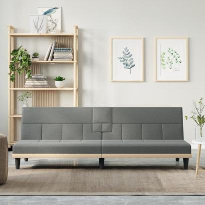 Canapea extensibilă cu suporturi de pahar, gri închis, textil GartenMobel Dekor