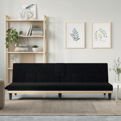 Canapea extensibilă cu suporturi de pahare, negru, textil GartenMobel Dekor