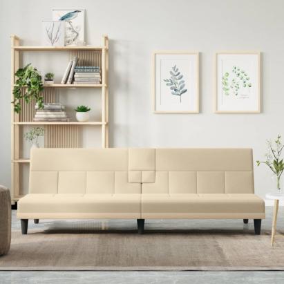 Canapea extensibilă cu suporturi de pahare, crem, textil GartenMobel Dekor