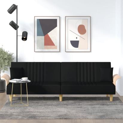 Canapea extensibilă cu cotiere, negru, textil GartenMobel Dekor