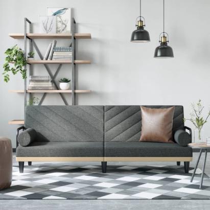 Canapea extensibilă cu cotiere, gri închis, textil GartenMobel Dekor