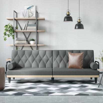 Canapea extensibilă cu cotiere, gri închis, textil GartenMobel Dekor