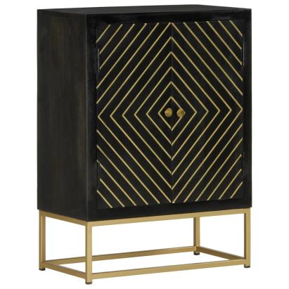 Servantă cu 2 uși, negru/auriu, 55x30x75 cm, lemn masiv mango GartenMobel Dekor