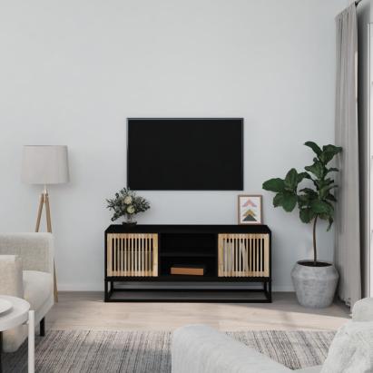 Comodă TV, negru, 105x30x45 cm, lemn prelucrat & fier GartenMobel Dekor