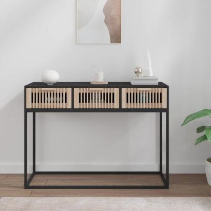 Masă consolă, negru, 105x30x75 cm, lemn prelucrat și fier GartenMobel Dekor