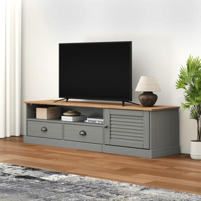 Comodă TV VIGO, gri, 156x40x40 cm, lemn masiv de pin GartenMobel Dekor