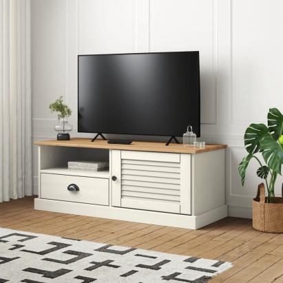 Comodă TV VIGO, alb, 106x40x40 cm, lemn masiv de pin GartenMobel Dekor
