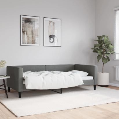 Cadru de pat, gri închis, 90x190 cm, material textil GartenMobel Dekor
