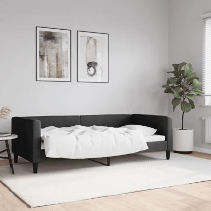 Cadru de pat, negru, 90x190 cm, material textil GartenMobel Dekor