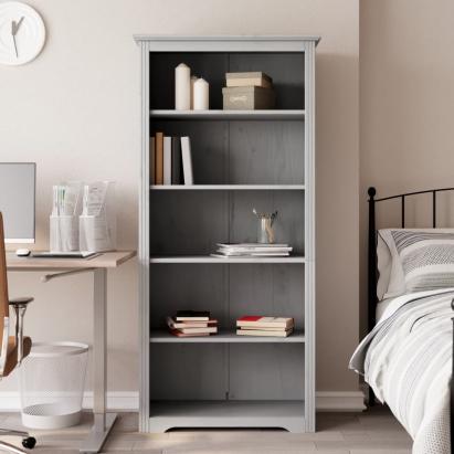 Bibliotecă BODO, gri, 80x38x180 cm, lemn masiv pin, 5 rafturi GartenMobel Dekor