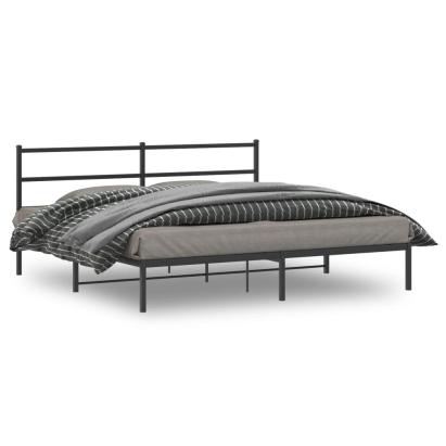Cadru de pat metalic cu tăblie, negru, 183x213 cm GartenMobel Dekor