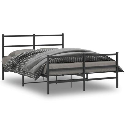 Cadru pat metalic cu tăblie de cap/picioare , negru, 135x190 cm GartenMobel Dekor
