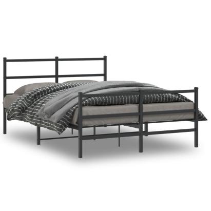 Cadru pat metalic cu tăblie de cap/picioare , negru, 140x190 cm GartenMobel Dekor