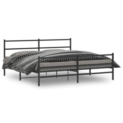 Cadru pat metalic cu tăblii de cap/picioare , negru, 183x213 cm GartenMobel Dekor