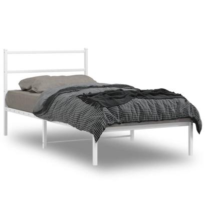 Cadru de pat din metal cu tăblie, alb, 107x203 cm GartenMobel Dekor