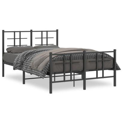 Cadru pat metalic cu tăblie de cap/picioare, negru, 120x190 cm GartenMobel Dekor