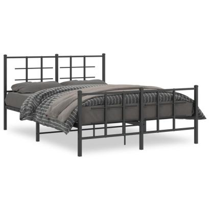 Cadru pat metalic cu tăblie de cap/picioare, negru, 140x190 cm GartenMobel Dekor