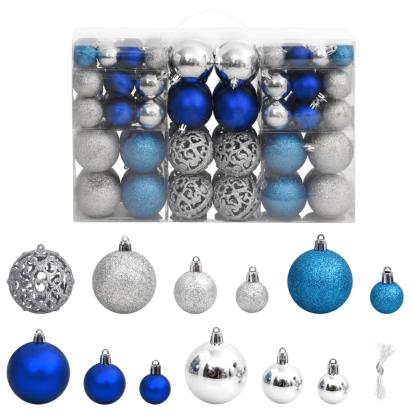 Globuri de Crăciun 100 buc., albastru și argintiu, 3 / 4 / 6 cm GartenMobel Dekor