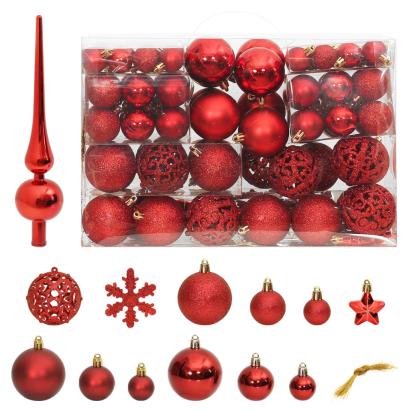 Set globuri de Crăciun 111 buc., roșu, polistiren GartenMobel Dekor