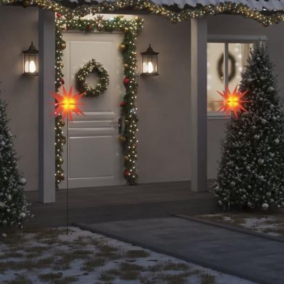 Lumină de Crăciun cu LED/țăruș de sol roșu 57 cm pliabil GartenMobel Dekor