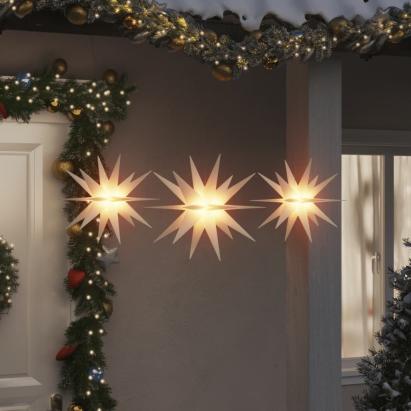 Lumini de Crăciun cu LED-uri, 3 buc., alb, pliabil GartenMobel Dekor