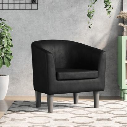Fotoliu tip cuvă, negru, piele ecologică GartenMobel Dekor