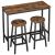 Masa pentru bucatarie/living/bar + 2 scaune, Artool, pal si otel, maro rustic, 100x40x90 cm GartenVIP DiyLine
