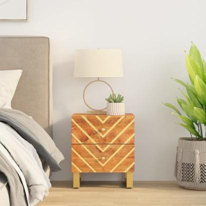 Noptieră, maro și negru, lemn masiv de mango GartenMobel Dekor