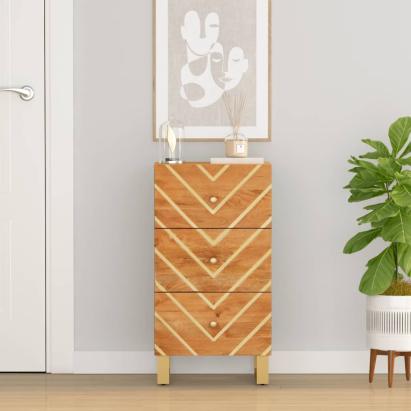 Dulap lateral, maro și negru, 40x33,5x75 cm lemn masiv de mango GartenMobel Dekor