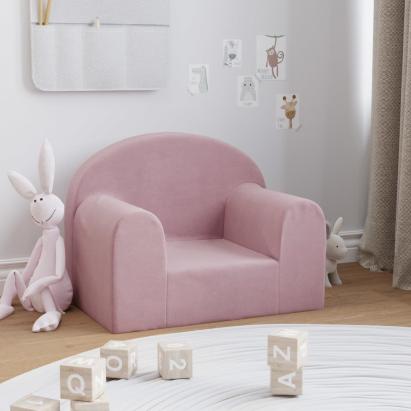 Canapea pentru copii, roz, pluș moale GartenMobel Dekor