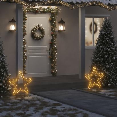 Decorațiune stea cu lumini de Crăciun cu țăruși, 80 LED, 60 cm GartenMobel Dekor