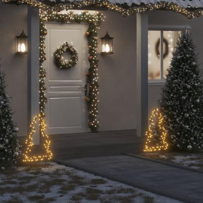 Decorațiune brad cu lumini de Crăciun cu țăruși, 80 LED, 60 cm GartenMobel Dekor