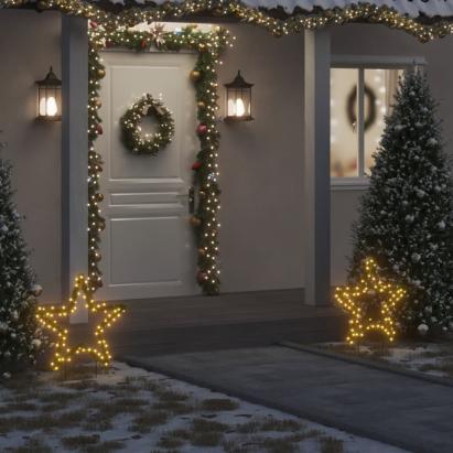 Decorațiune stea cu lumini de Crăciun cu țăruși, 80 LED, 60 cm GartenMobel Dekor