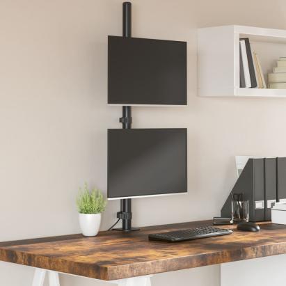 Suport de perete pentru monitor dublu VESA 75/100 mm negru oțel GartenMobel Dekor