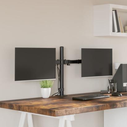 Suport de perete pentru monitor dublu VESA 75/100 mm negru oțel GartenMobel Dekor