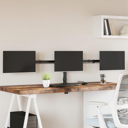 Suport de perete pentru monitor triplu VESA 75/100mm negru oțel GartenMobel Dekor